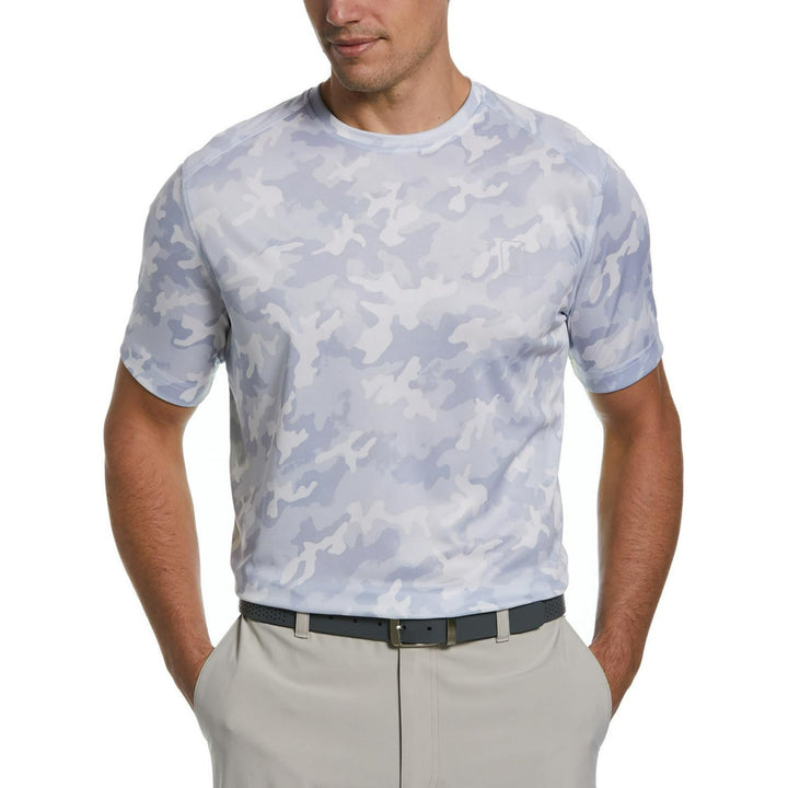 Translation missing: en.PGA Tour Mens Camo Print Performance T-Shirt Gray Dawn/Sunny Lime-Small