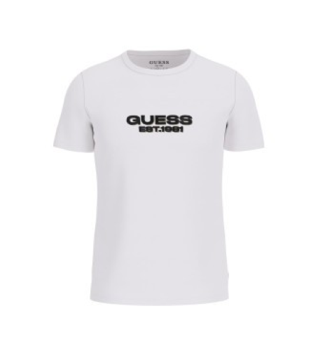 Translation missing: en.Guess Men's T-Shirt Size 2XL Pure White Slim-Fit Embossed Velvet Logo Graphic