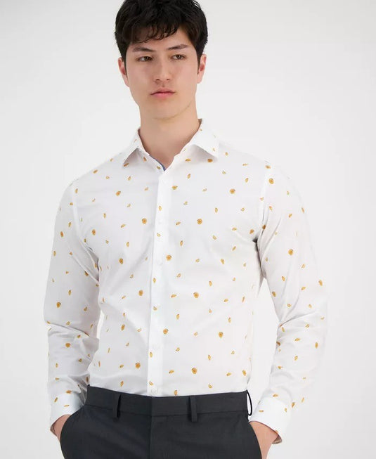 Translation missing: en.Bar III Dress Shirt Men's S 14-14.5 32/33 Multi Slim-Fit Melon Print Stretch
