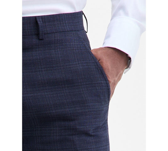Translation missing: en.Calvin Klein Men's Jace Slim-Fit Wool-Blend Suit Pants Blue Check-34x32