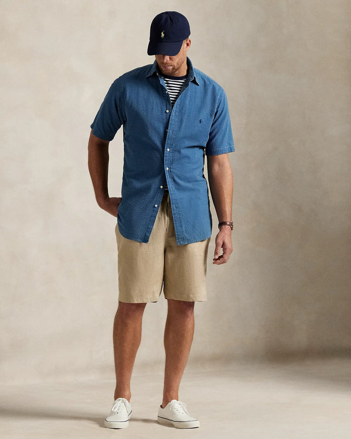 Translation missing: en.Polo Ralph Lauren Men's Big &amp; Tall Cotton Seersucker Shirt - Dark Indigo-4XLT