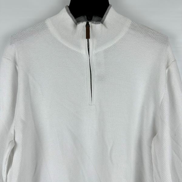 Translation missing: en.The Men's Store Cotton Birdseye Regular Fit Half Zip Mock Neck Sweater White-2XL