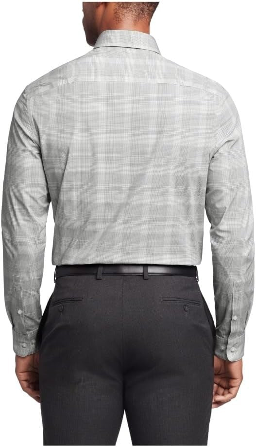 Translation missing: en.Calvin Klein Dress Shirt Mens M 15 34/35 Olive Multi Steel Slim Fit Stretch