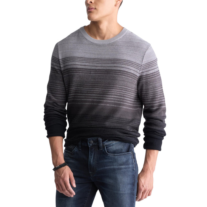 Translation missing: en.Buffalo David Men's Waldy Gradient Striped Knit Pullover Sweater Charcoal-Medium