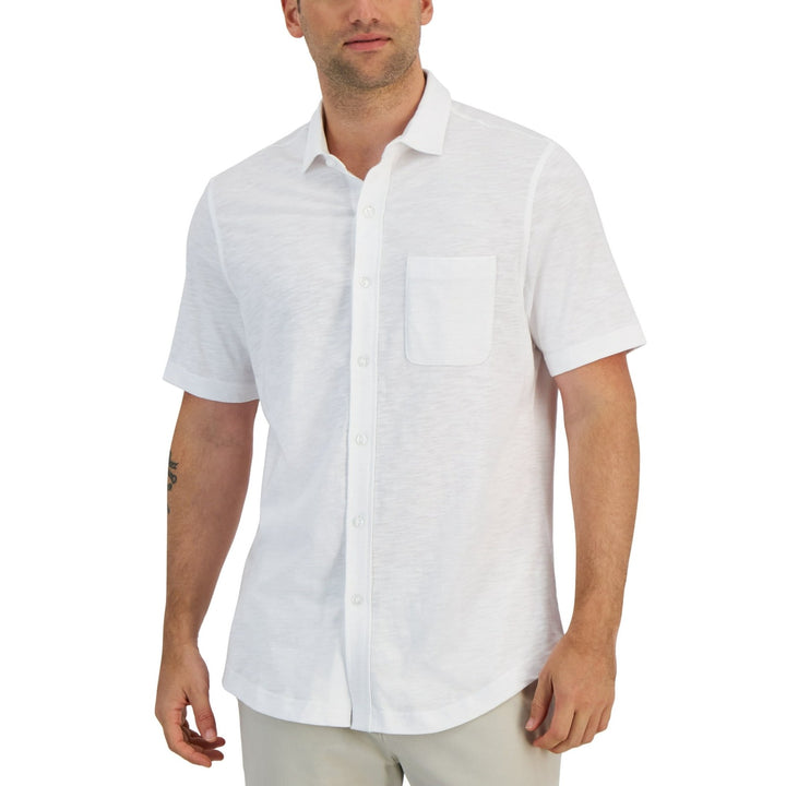 Translation missing: en.Club Room Men's All Cotton Regular-Fit Textured-Knit Shirt Bright White-XL