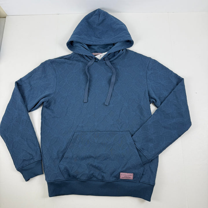 Translation missing: en.Scotch And Soda Geo Print Cotton Blend Hoodie Teal Blue-Size Small
