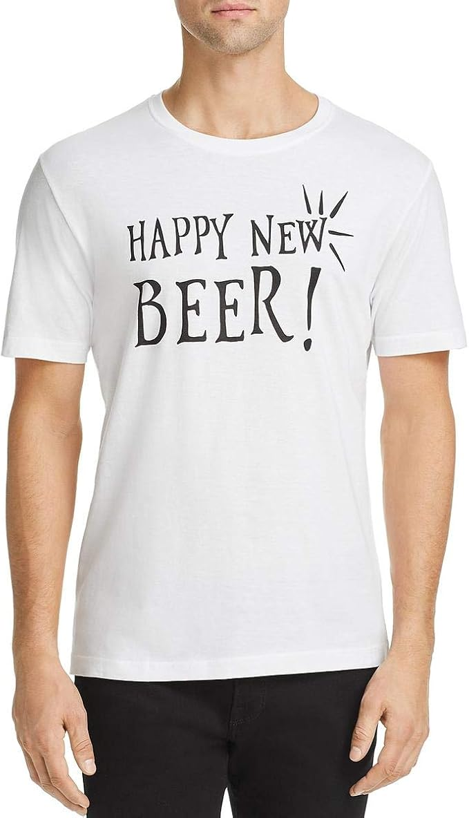 Translation missing: en.Noize Mens Happy New Beer Graphic Shore Sleeve T-Shirt White-Size Large