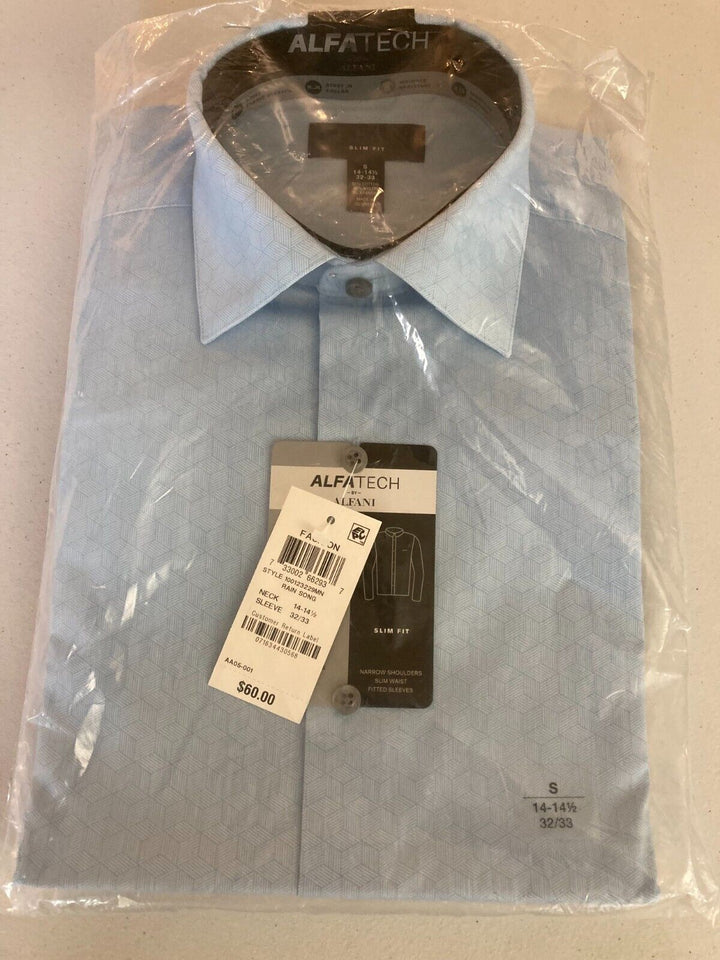Translation missing: en.Alfani Men's Reg Fit 2-Way Stretch Performance Geo Dress Shirt Blue-14-14.5 32