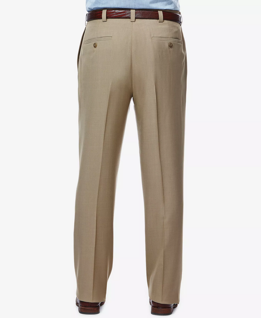 Translation missing: en.Haggar Men's Dress Pants 42x32 Taupe Eclo Stria Classic Fit Flat Front