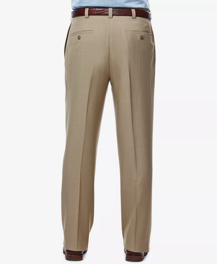 Translation missing: en.Haggar Men's Dress Pants 42x32 Taupe Eclo Stria Classic Fit Flat Front