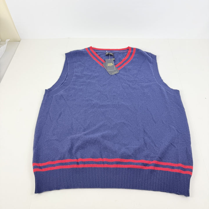 Translation missing: en.Club Room Luxury Men's Reg-Fit 100% Cashmere V-Neck Sweater Vest Navy Red-XL