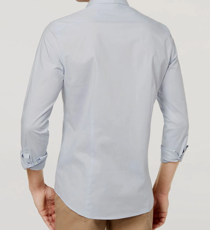 Translation missing: en.Michael Kors Men's Stretch Button-Front Shirt Ice Grey Slim Fit-Size Small