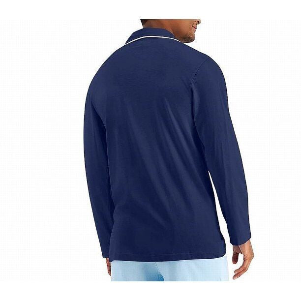 Translation missing: en.Club Room Men's Cotton/Modal Piped Pajama Shirt in Pomp Blue-Size Small