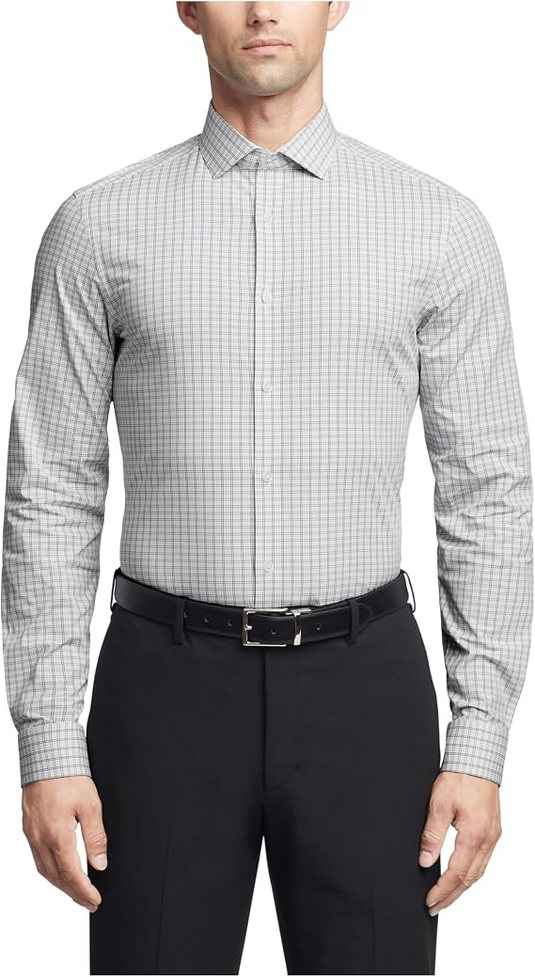 Translation missing: en.Calvin Klein Dress Shirt Mens XL17 34/35 Gray Multi Steel Regular Fit Stretch