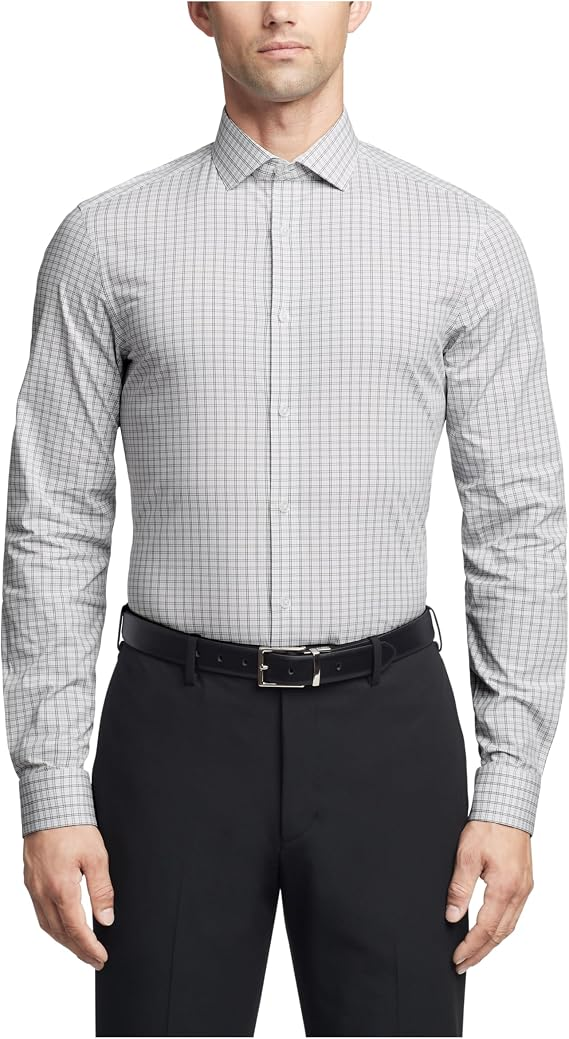 Translation missing: en.Calvin Klein Dress Shirt Mens XL17 34/35 Gray Multi Steel Regular Fit Stretch