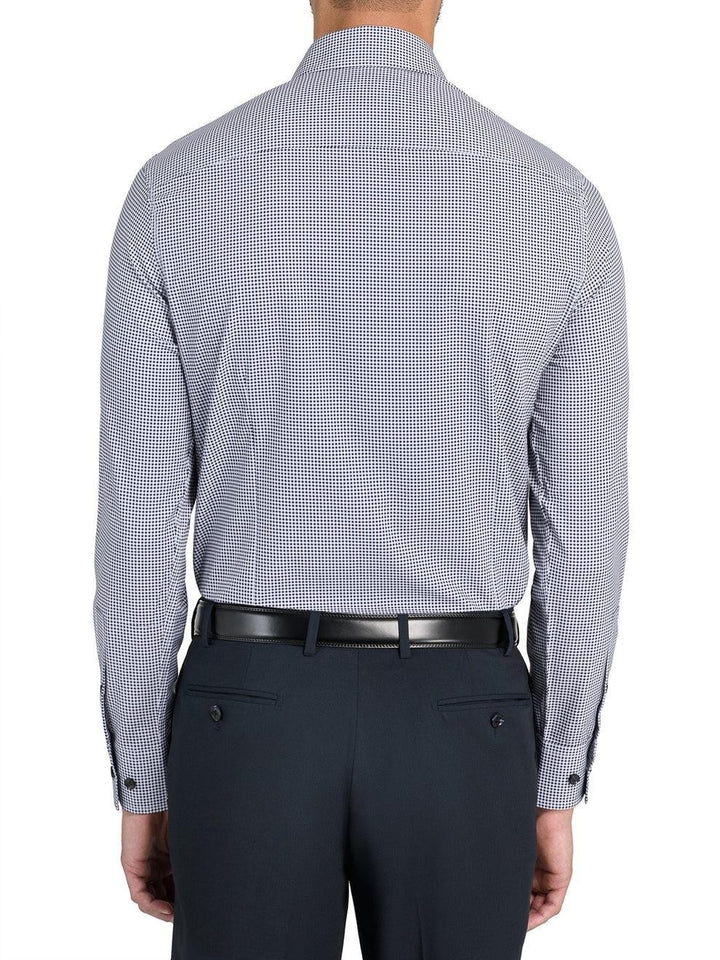 Translation missing: en.Construct Mens Slim Fit Gingham Performance Stretch Dress Shirt Black-16-16.5 34