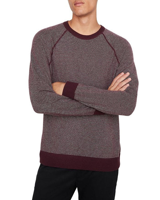 Translation missing: en.Vince Mens Birdseye Wool &amp; Cashmere Raglan Sweater in Deep Wine-XL