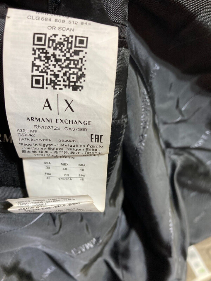 Translation missing: en.AX Armani Exchange Men's Modern-Fit Wool Pindot Blazer in Midnight Blue-38S