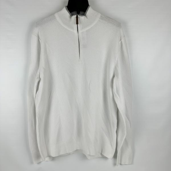 Translation missing: en.The Men's Store Cotton Birdseye Regular Fit Half Zip Mock Neck Sweater White-2XL