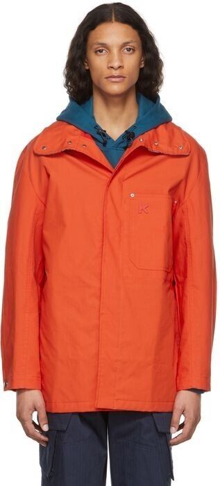 Translation missing: en.Kenzo Men's Mid Length Poppy Coat in Poppy Orange-Medium