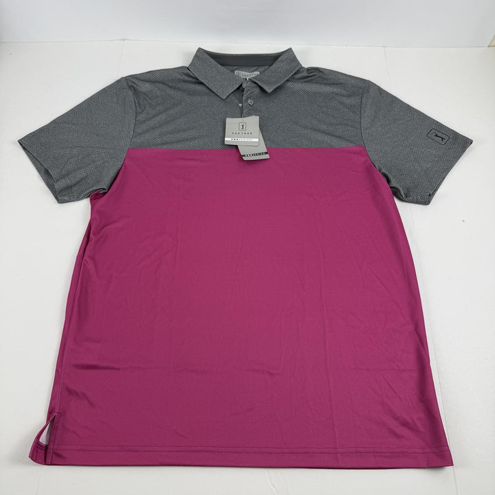 Translation missing: en.PGA TOUR Airflux Golf Polo Shirt Pink Gray Size Large Birdseye Block Print