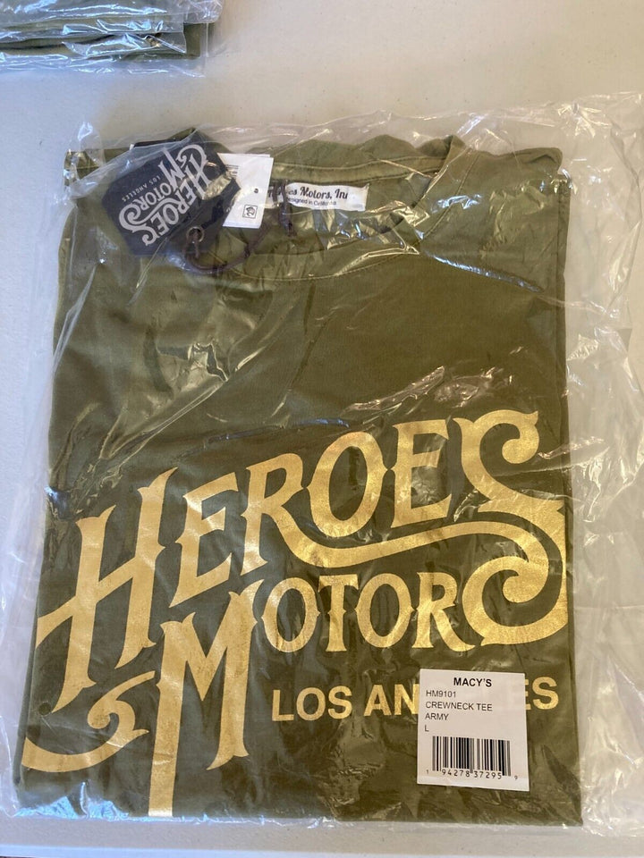 Translation missing: en.Heroes Motors Men's Crew Neck Signature Graphic T-Shirt in Army Green-Medium