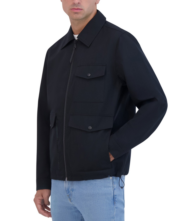 Translation missing: en.Robert Graham Men's Lightweight Textured Poly Utility Jacket Black-Small