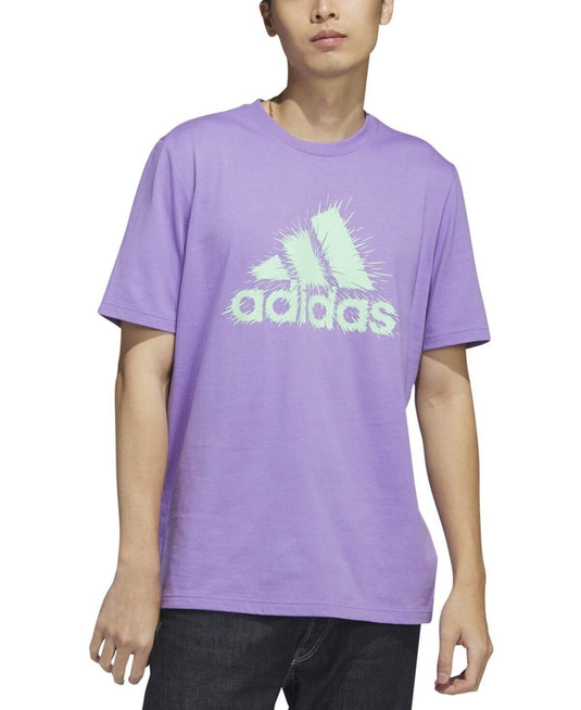 Translation missing: en.adidas Men's Short-Sleeve Logo-Graphic T-Shirt Violet/Mint Green-Small