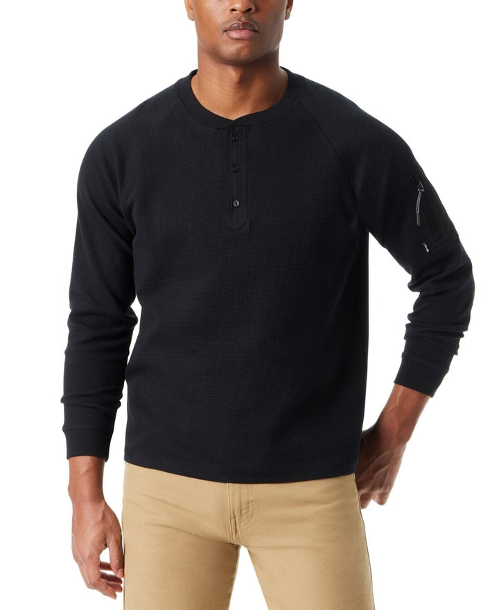 Translation missing: en.Bass Outdoor Henley T-Shirt Men's Large Black Relaxed Fit Performance Thermal