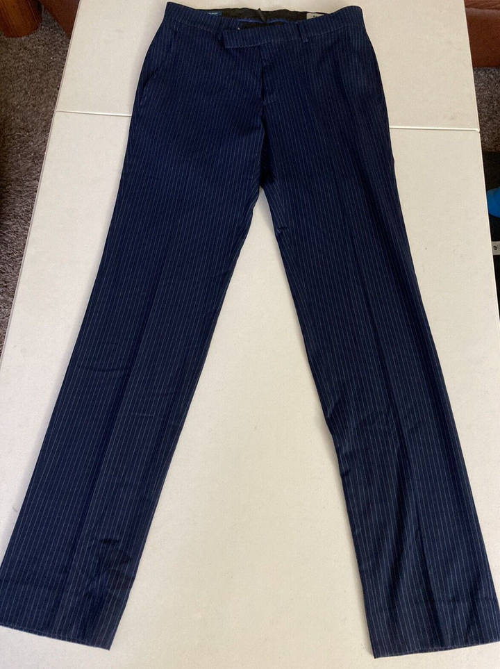 Translation missing: en.Kenneth Cole Reaction Techni Cole Men's Slim-Fit Striped Dress Pants Navy-29/32