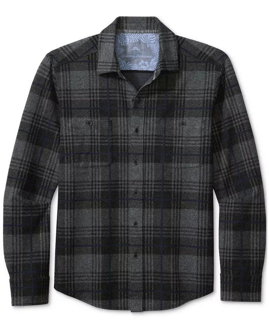Translation missing: en.Tommy Bahama Men's Fireside Huntington Yarn-Dyed Plaid Shirt Charcoal Heather-M