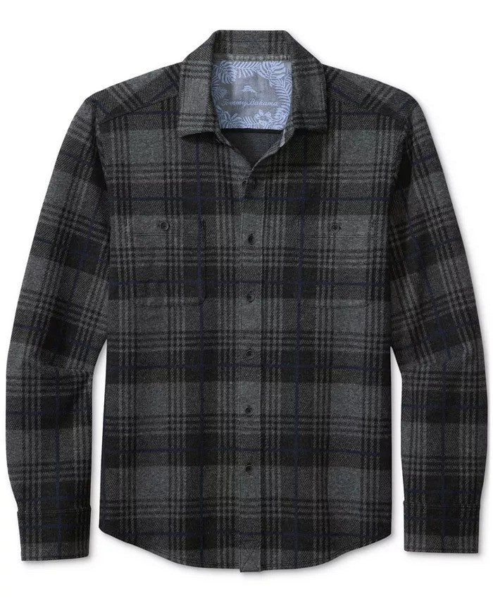 Translation missing: en.Tommy Bahama Men's Fireside Huntington Yarn-Dyed Plaid Shirt Charcoal Heather-M
