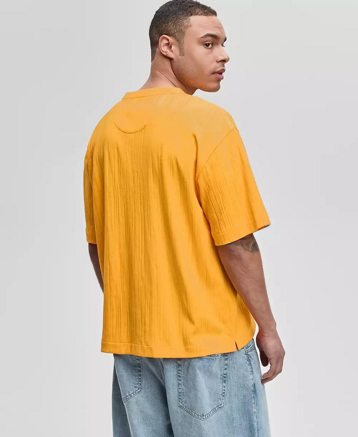 Translation missing: en.Mode of One Men's Short-Sleeve Relaxed-Fit Crinkle T-Shirt Orange-Large