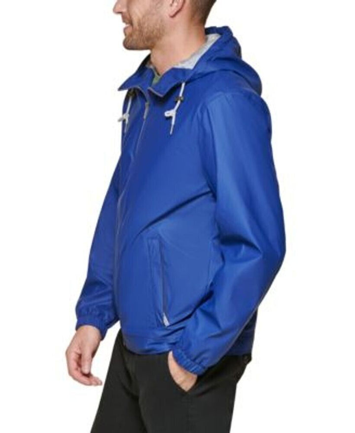 Translation missing: en.Club Room Men's Rubberized Lightweight Hooded Rain Jacket in Navy-Medium