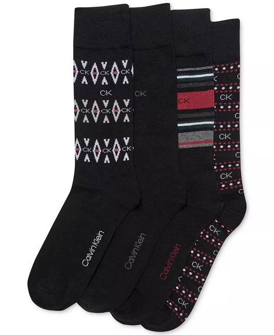 Translation missing: en.Calvin Klein Men's Fair Isle/Mixed Crew Dress Socks, 4-Pk. Black-7-12