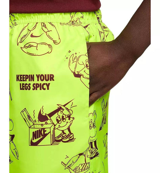 Translation missing: en.Nike Men's Club Woven Printed 6in Inseam Shorts Volt HF445-Size Small