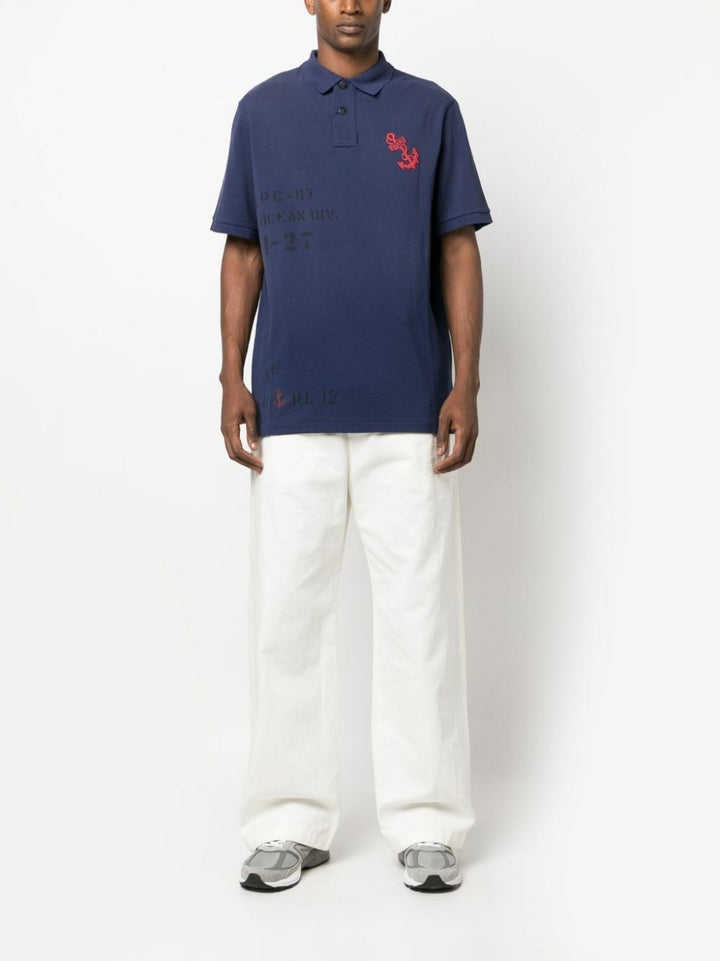 Translation missing: en.Polo Ralph Lauren Mens Big &amp; Tall Cotton Mesh Graphic Polo Shirt Dark Cobalt-4XB