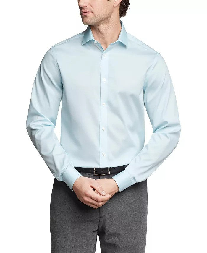 Translation missing: en.Calvin Klein Dress Shirt Mens 17 32/33 Mint Julip Steel Plus Slim Fit Pin Cord