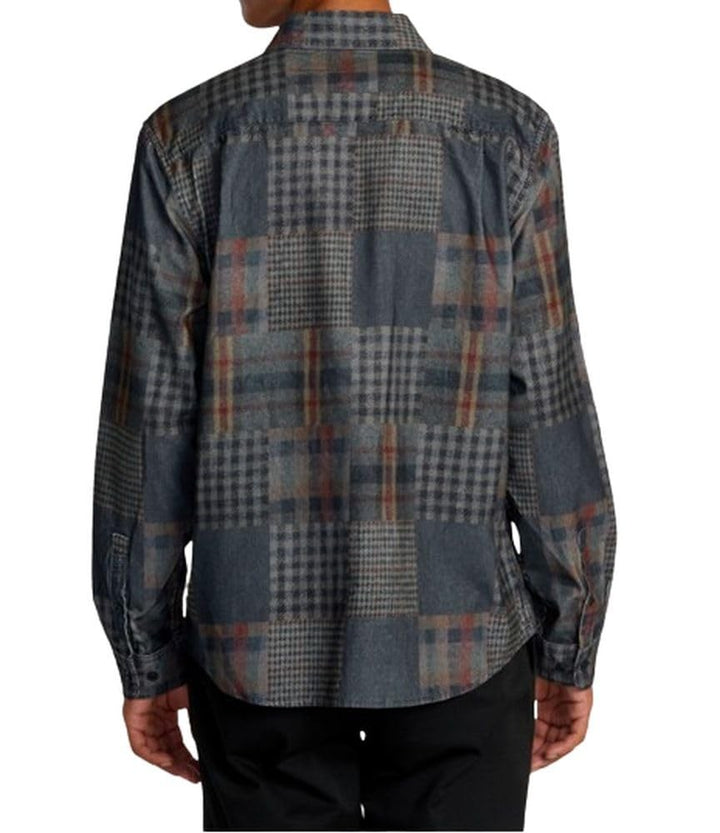 Translation missing: en.RVCA Men's Regular Fit Long Sleeve Woven Freeman Cord Print Navy Marine, 2XL