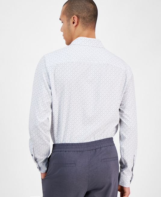 Translation missing: en.Alfani Men's Yvan Round-Print Dress Shirt White Sage-17-17.5 34/35