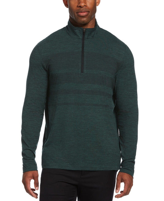 Translation missing: en.PGA Tour Men's Luxury Perform Textured Gradient Stripe 1/4-Zip SweatShirt Grn-Sm