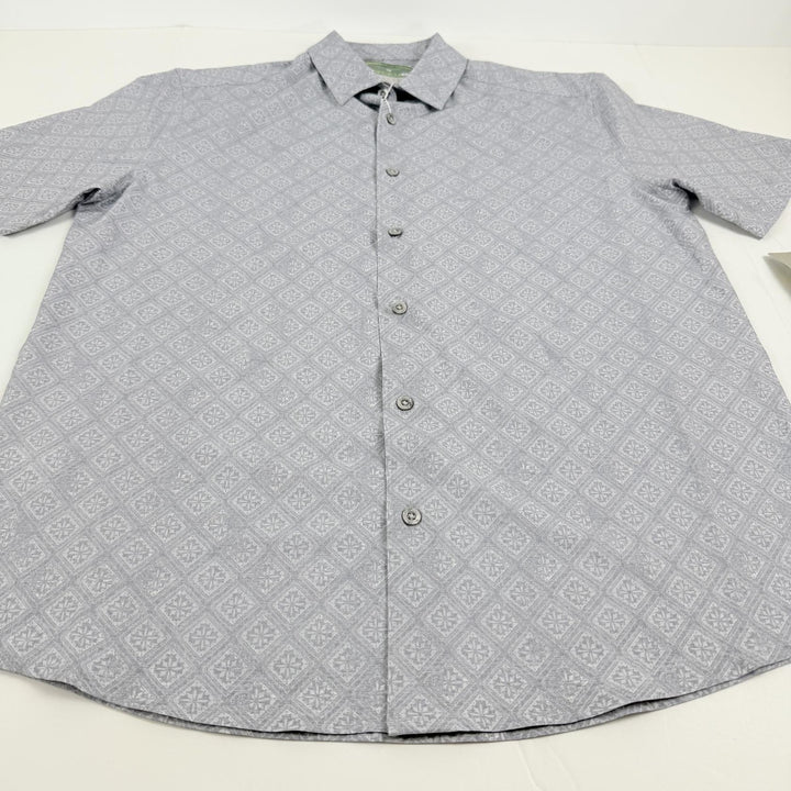 Translation missing: en.PGA Tour Men's Medallion-Print Button-Up Golf Shirt - Tradewinds Gray-Medium