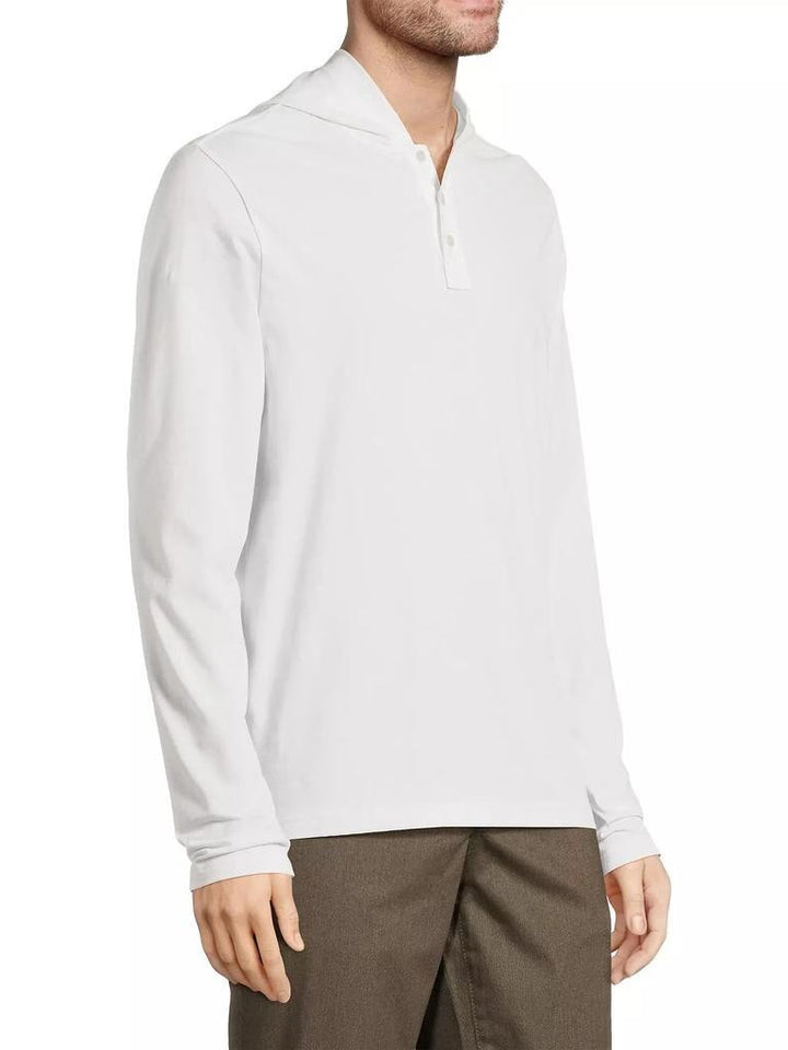 Translation missing: en.Michael Kors Mens Pima Cotton Blend Textured Henley Classic Fit Hoodie White-2XL