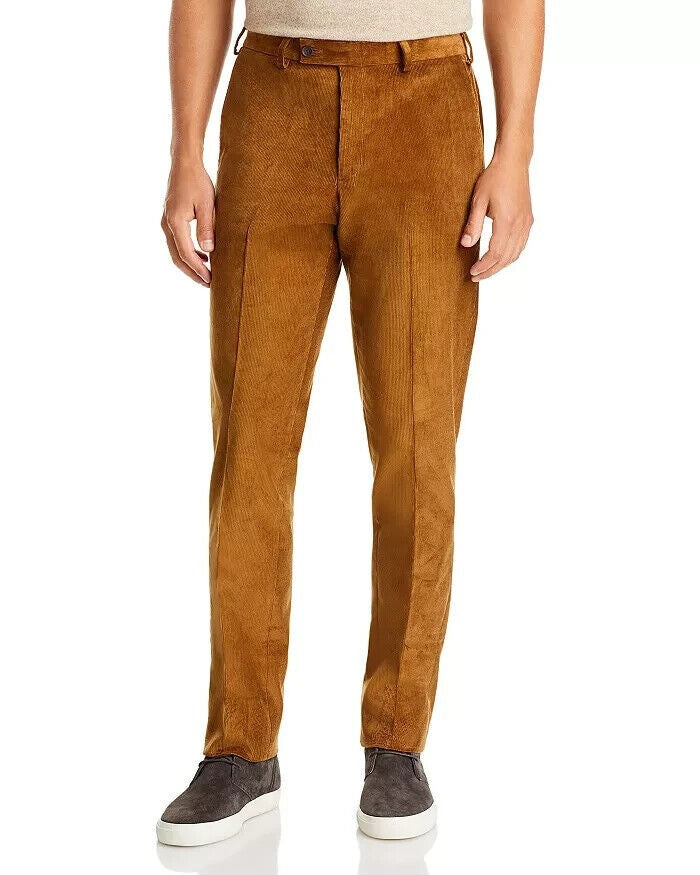 Translation missing: en.The Mens Store Designer Stretch Corduroy Regular Fit Pants Lt Brown-38R Unhemmed