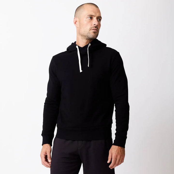 Translation missing: en.Monrow Men's Cotton Blend Waffle Knit Thermal Hoodie in Black-Size Small