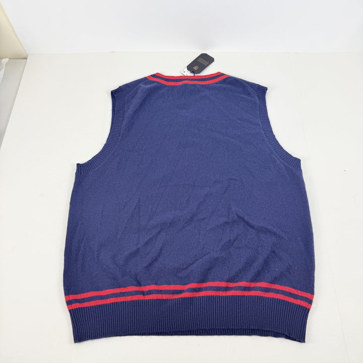 Translation missing: en.Club Room Luxury Men's Reg-Fit 100% Cashmere V-Neck Sweater Vest Navy Red-XL