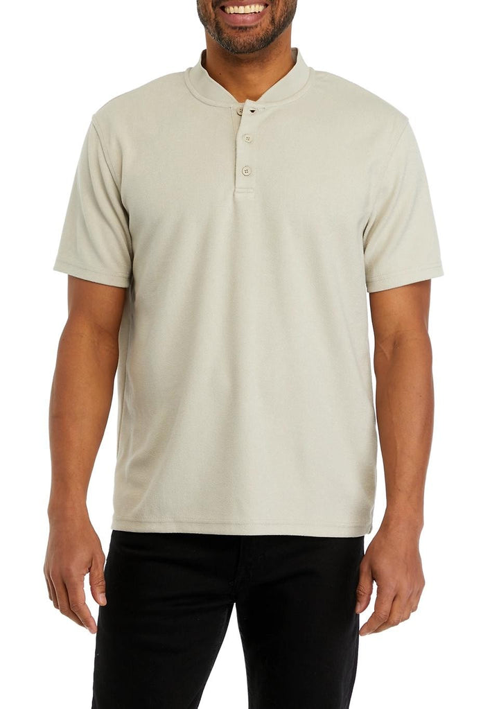 Translation missing: en.Kenneth Cole Men's Henley Tan Size XL Textured-Knit Bomber-Collar Performance