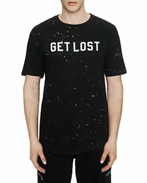 Translation missing: en.elevenparis Men's Get Lost Cotton Splatter Print Graphic Tee Black Multi-Large