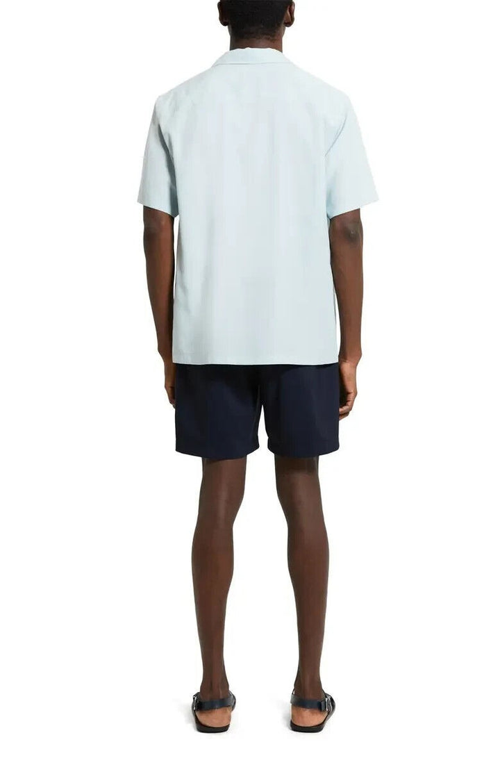 Translation missing: en.Theory Noll Short Sleeve Button-Up Camp Shirt in Stratus Green- Size Small