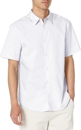 Translation missing: en.Calvin Klein Men's Slim-Fit Stretch Solid Shirt Short Sleeve Brilliant White-Med